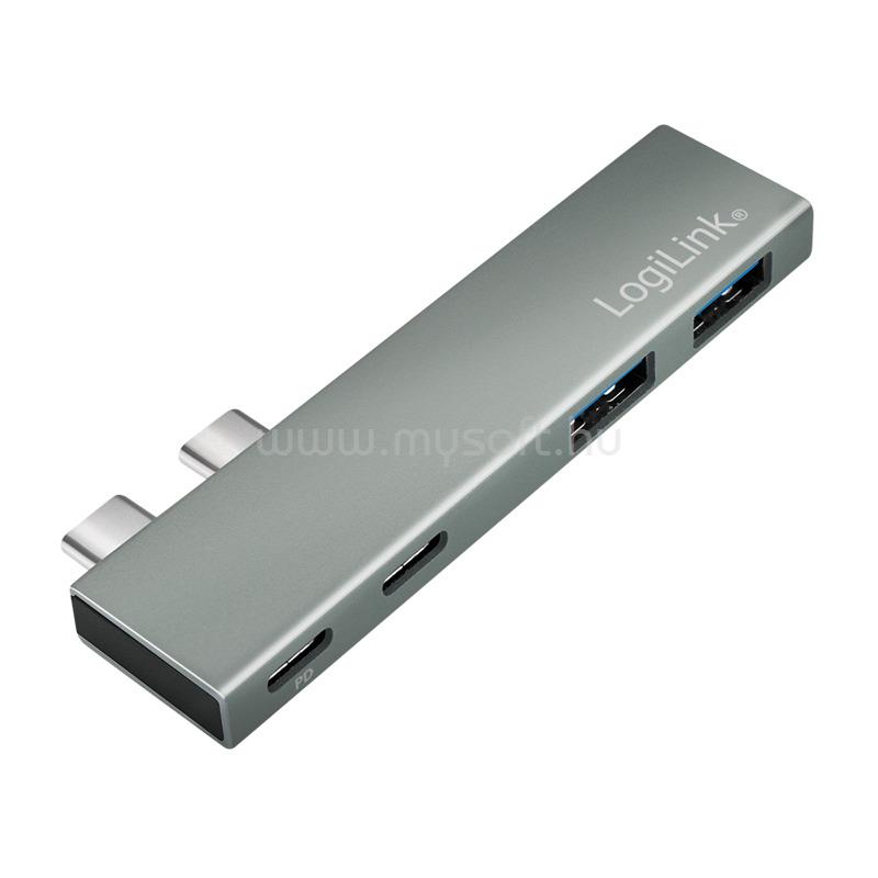 LOGILINK USB 3.2 Gen2x2 hub, 4 portos, PD, MacBookhoz és iPadhez, ezüst