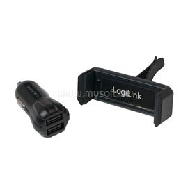 LOGILINK USB autós töltőkészlet, 2portos töltő (10W) + tartó LOGILINK_PA0133 small