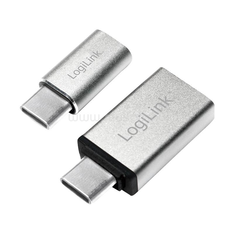 LOGILINK USB-C adapterkészlet, C/M - USB-A/F + C/M - Micro-USB/F, ezüst