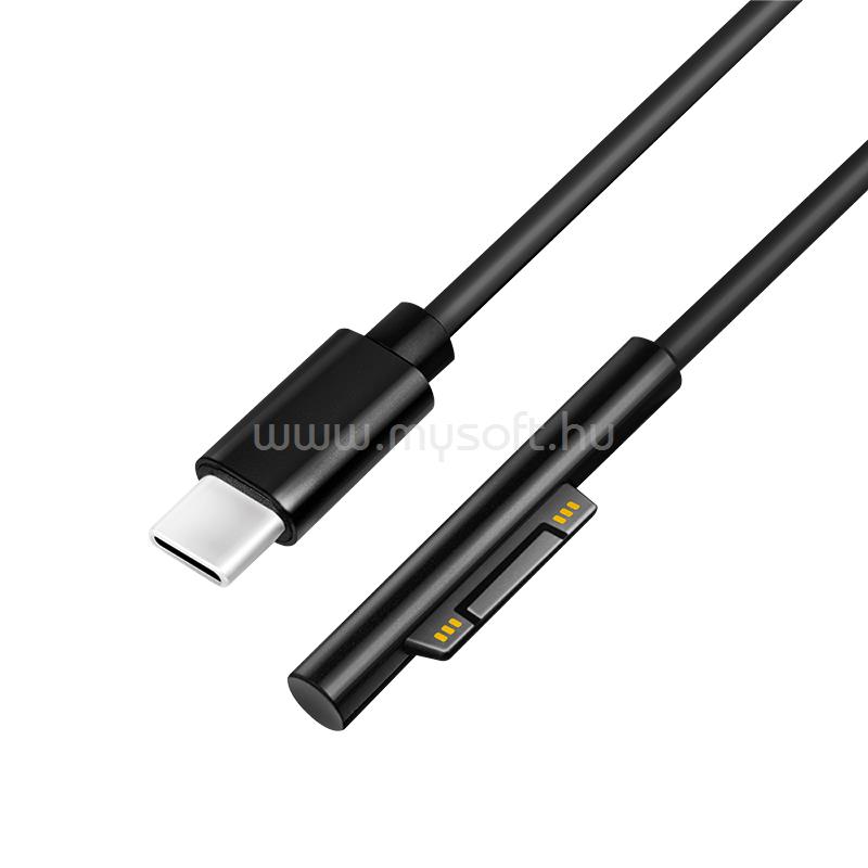 LOGILINK USB-C-kábel, USB-C/M   MS Surface/M (90 ), PD, fekete, 1,8 m
