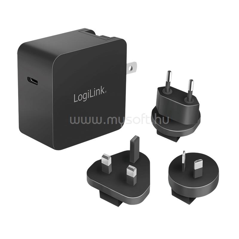 LOGILINK USB utazási töltő, GaN, 1 port, USB-CF, 65 W, PD-vel