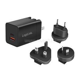 LOGILINK USB utazási töltő, GaN, 2 port, USB-AF és USB-CF, 30 W, PD-vel LOGILINK_PA0301 small