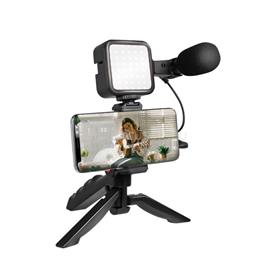 LOGILINK Vlogger Kit LED fénnyel, mikrofonnal + állvánnyal, 4,7-7"-os okostelefonokhoz LOGILINK_AA0157 small