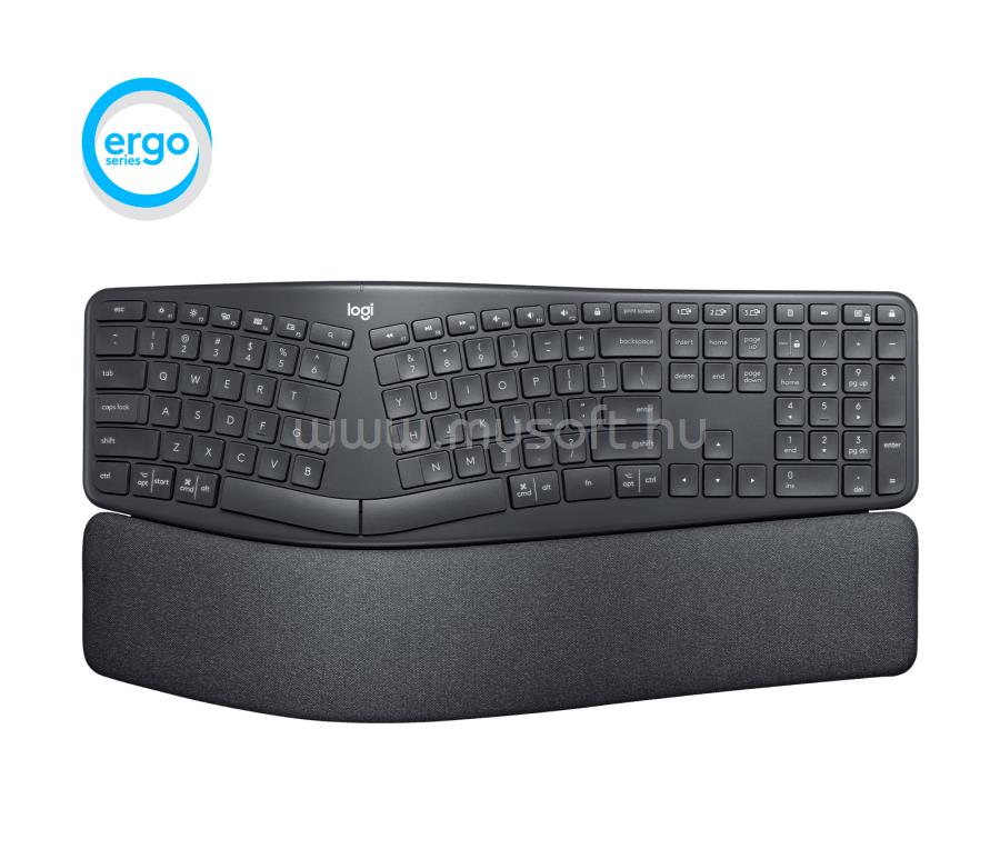 LOGITECH ERGO K860 ergonomikus vezeték nélküli billentyűzet angol lokalizáció (grafitszürke)