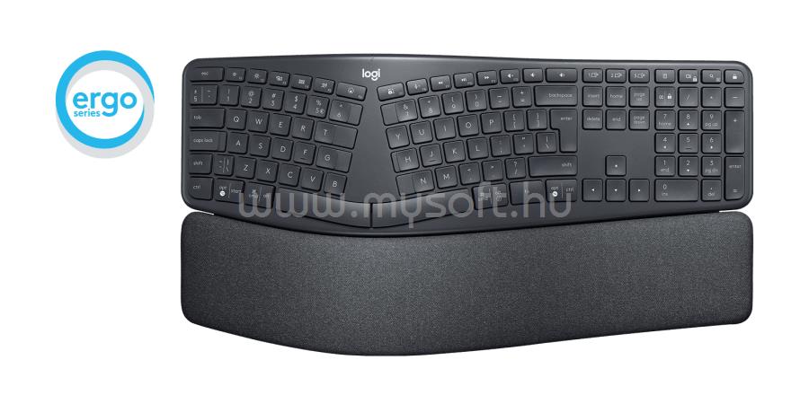 LOGITECH ERGO K860 FOR BUSINESS vezeték nélküli billentyűzet angol lokalizáció (grafitszürke)