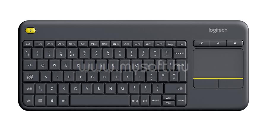 LOGITECH K400 Plus TOUCHPAD vezeték nélküli US billentyűzet (fekete)