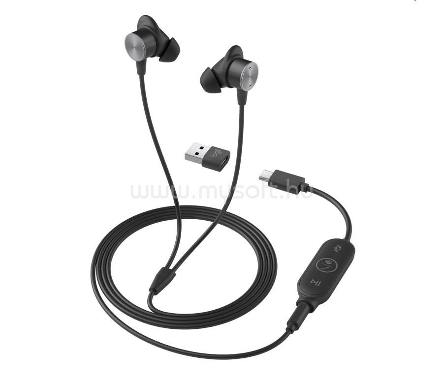 LOGITECH LOGI ZONE EARBUDS UC EMEA vezetékes headset (grafitszürke)