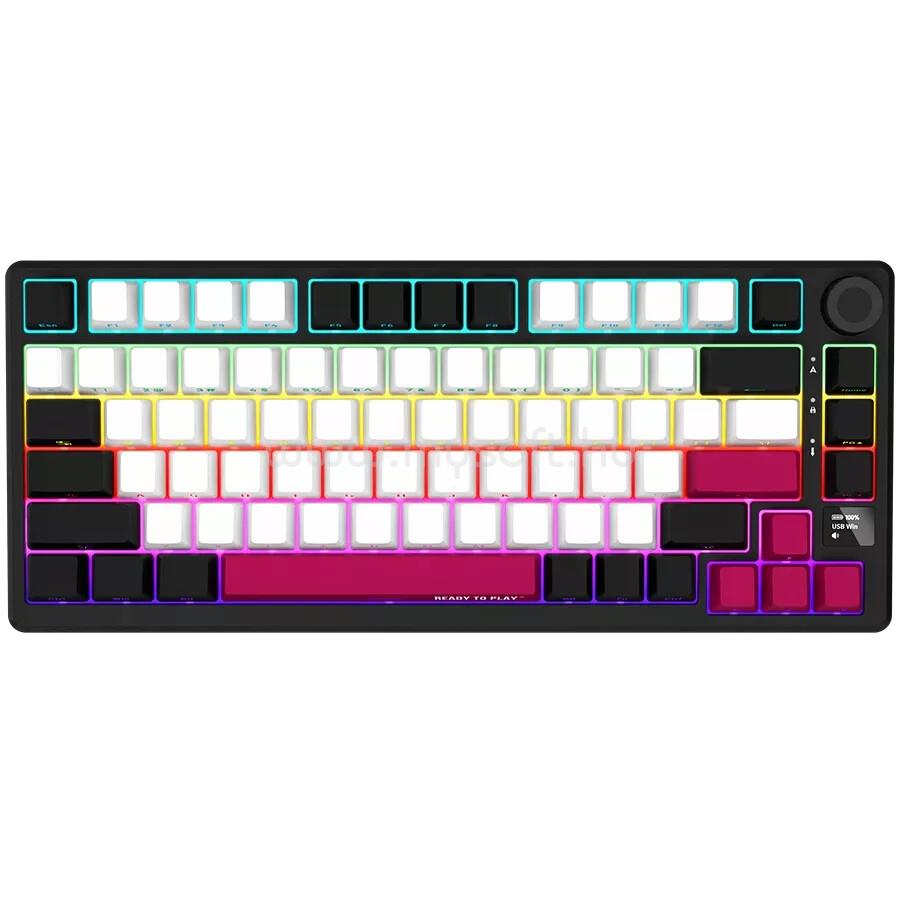 LORGAR KBP7075W Pro 75% mechanikus gamer vezeték nélküli billentyűzet amerikai angol lokalizáció (fekete-piros)