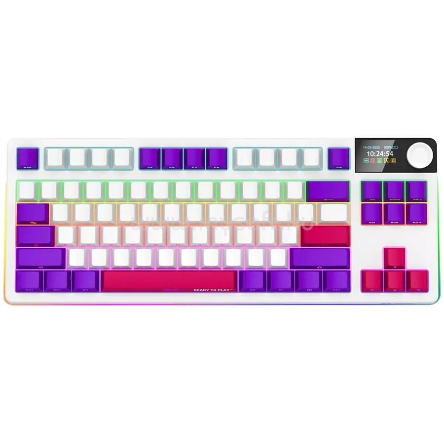 LORGAR KBP70TKLW Pro TKL mechanikus gamer vezeték nélküli billentyűzet amerikai angol lokalizáció (fehér)