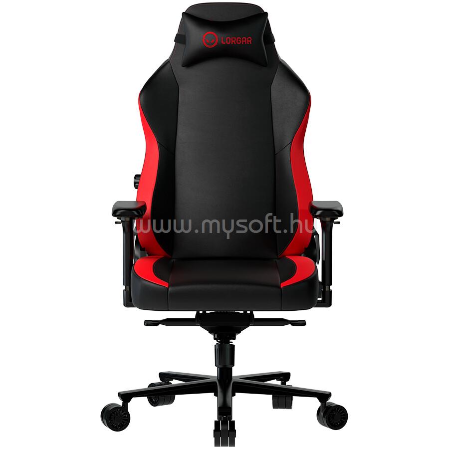 LORGAR Embrace 533, Gaming chair, PU eco-leather, 1.8 mm metal frame, multiblock mechanism, 4D armrests, 5 Star aluminium base, Class-4 gas lift, 75mm PU casters, Black + red