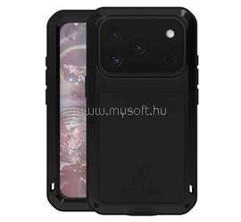 LOVE MEI iPhone 18 Pro / 17 Pro LOVE MEI Powerful defender műanyag telefonvédő fém keret, porálló + képernyővédő üveg, FEKETE GP-190808 small
