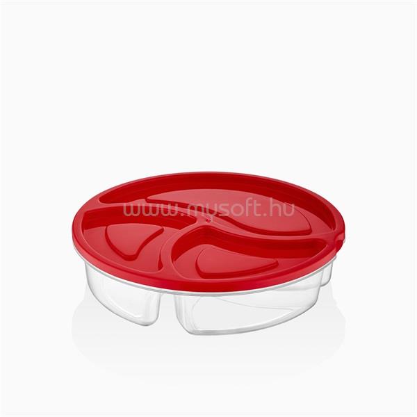 LUXPLASTIC IRIS BSF-00809 Duo kerek, 3 rekeszes tároló 1.200ml, elefántcsont, antracit vagy piros színű