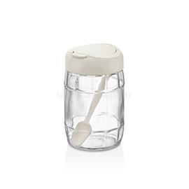 LUXPLASTIC IRIS C-00171 Prizma üveg tároló kanállal 380ml, antracit, zöld vagy piros színű C-00171 small