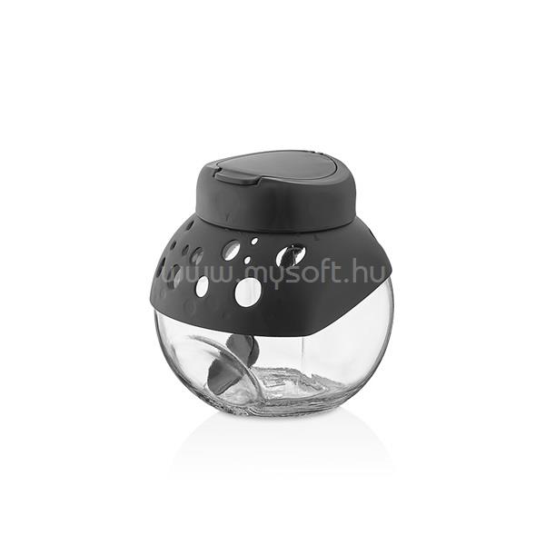 LUXPLASTIC IRIS C-00269 Prisma billenthető üveg tároló kanállal 500ml, antracit, elfántcsont vagy piros színű