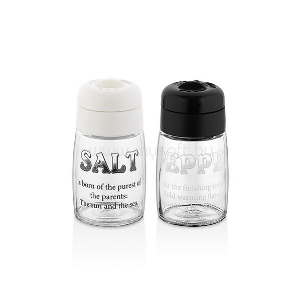 LUXPLASTIC IRIS C-00382 Motto Salt&Pepper üveg fűszerszóró 2*100ml, fekete vagy elefántcsont színű