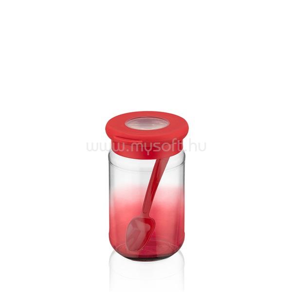 LUXPLASTIC IRIS C-00481 Rainbow piros üveg tároló kanállal 380ml