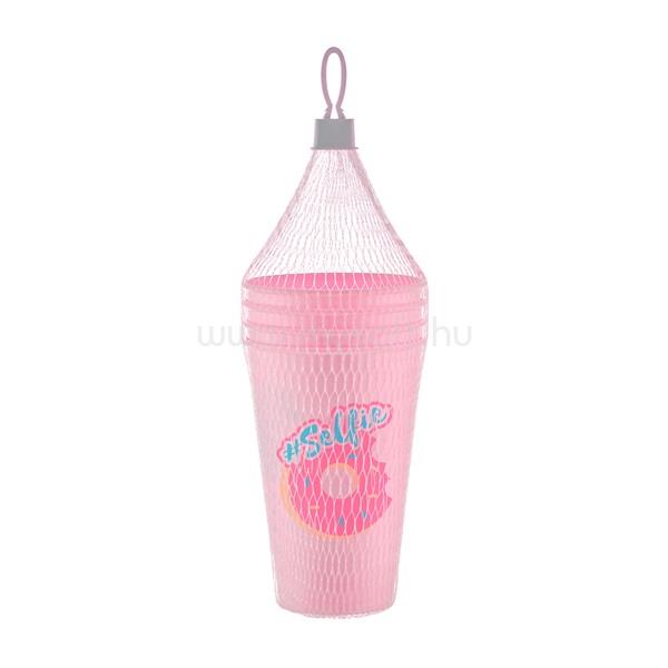 LUXPLASTIC IRIS L-00732 Lemonade 4 darabos pohár szett 4*450ml, sárga, kék vagy rózsaszín