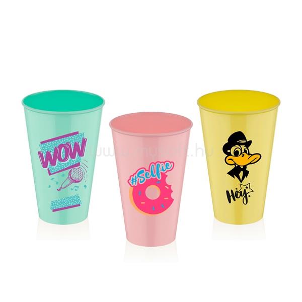 LUXPLASTIC IRIS L-00749 Lemonade pohár 450ml, rózsaszín vagy kék