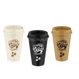 LUXPLASTIC IRIS L-00751 kávéspohár tetővel 450ml, elefántcsont, fekete vagy barna színű L-00751 small
