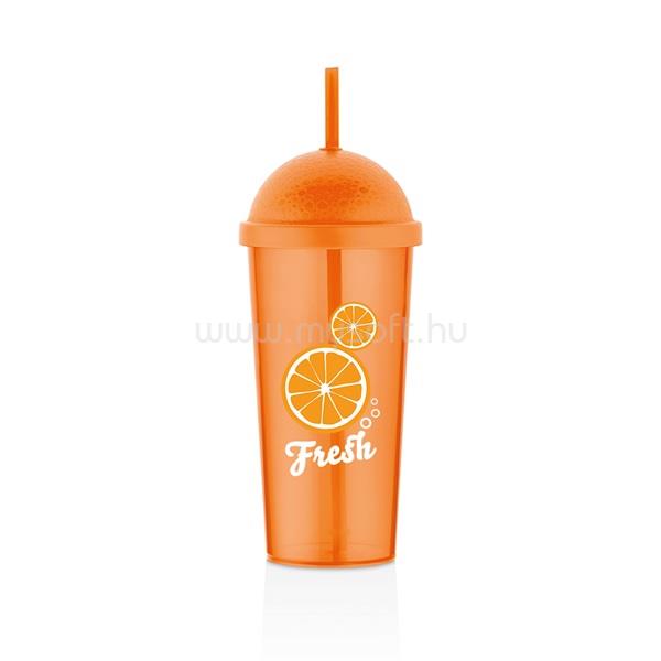 LUXPLASTIC IRIS L-0088 Fresh Orange pohár szívószállal 700ml