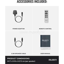 MAJORITY Hangszóró 2.0 - D100X Fehér (100W, Bluetooth 5.3, USB, AUX, HDMI ARC, RCA, USB, Optikai, Távírányító) MAJORITY_1000003141 small