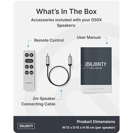 MAJORITY Hangszóró 2.0 - D50X Fekete (60W, Bluetooth 5.3, USB, AUX, HDMI ARC, RCA, USB, Optikai, Távírányító) MAJORITY_1000003124 small