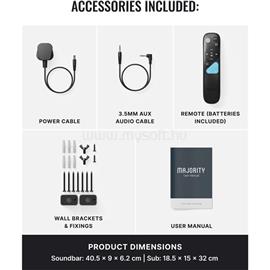 MAJORITY Hangszóró Soundbar - Bowfell Axis 2.1 Dolby (140W, BT 5.0, HDMI ARC, AUX, USB, Optikai, Távírányító, Mélynyomó) MAJORITY_1000003083 small