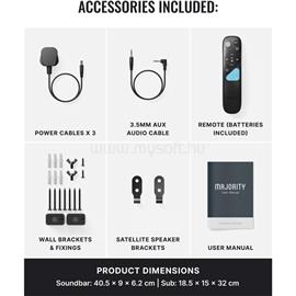 MAJORITY Hangszóró Soundbar - Bowfell Halo 5.1 Atmos (300W, BT 5.3, HDMI ARC, AUX, USB, Optikai, Távírányító, Mélynyomó) MAJORITY_1000003086 small