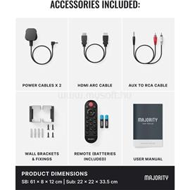 MAJORITY Hangszóró Soundbar - Naga 60 Plus (300W, Bluetooth 5.0, HDMI ARC, AUX, USB, Optikai, Távírányító, Mélynyomó) MAJORITY_1000003066 small