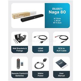 MAJORITY Hangszóró Soundbar - Naga 80 (140W, Bluetooth 5.0, HDMI ARC, AUX, USB, Optikai, Távírányító) MAJORITY_1000003048 small