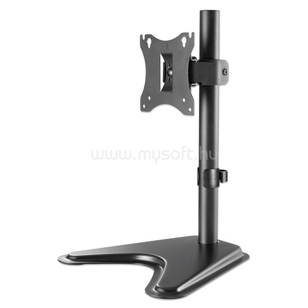 MANHATTAN asztali állvány -  1db monitor részére (min.VESA:75x75, 17"-27"-ig, 360° fordítás, kábel rendező,7kg, fekete)