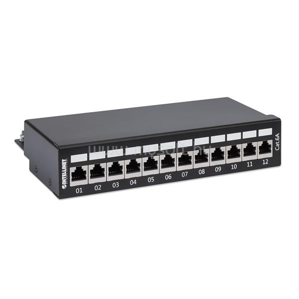 MANHATTAN asztali patch panel - CAT6A FTP árnyékolt patch panel, 12 portos, Fekete