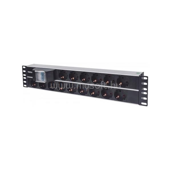 MANHATTAN 19" 2U Rackmount elosztó, 15 aljzat,  3m,  PDU