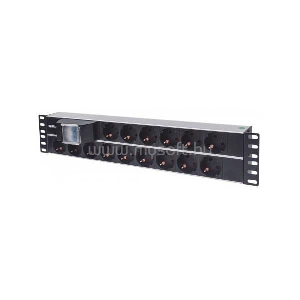 MANHATTAN elosztó - 19" 2U Rackmount elosztó, 15 aljzat,  3m,  PDU