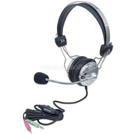 MANHATTAN Fejhallgató -  Sztereó fejhallgató, 2.5m vezeték, Fekete-ezüst MANHATTAN_175517 small