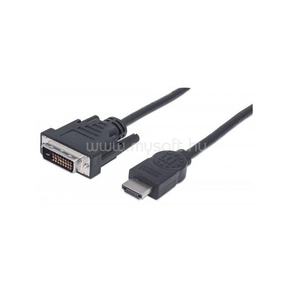 MANHATTAN Kábel - HDMI to DVI ( 1,8m; HDMI 19 pin - DVI-D Dual Link, Fekete)