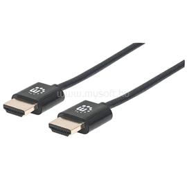 MANHATTAN Kábel - HDMI to HDMI szuper keskeny (Ethernet HEC, ARC, 3D, 4K@60Hz, fali kábel, Shielded,  3m, Fekete) MANHATTAN_394376 small