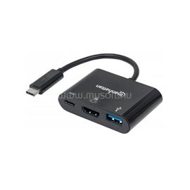 MANHATTAN Kábel átalakító - USB-C 3.1 to HDMI/USB-C 3.1/USB3.0 (1080p@60Hz or 3840x2160p@30Hz, 4K) MANHATTAN_152037 small