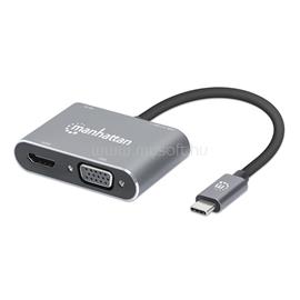 MANHATTAN Kábel átalakító - USB-C to HDMI & VGA 4-in-1 (HDMI, VGA USB-A, USB-C PD (87 W)) MANHATTAN_130691 small