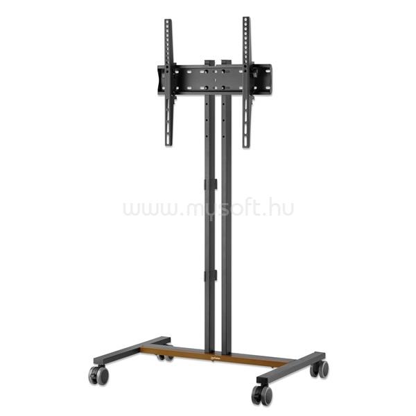 MANHATTAN kompakt gurulós TV állvány - 1db TV részére dönthető (34" - 55"-ig) 35kg teherb.Fekete/Barna