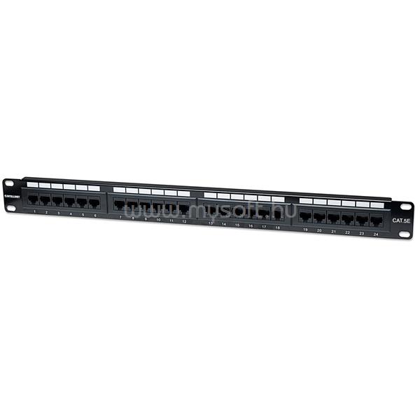 MANHATTAN Patch panel - CAT5e UTP patch panel, 24 portos, 1U, Fekete