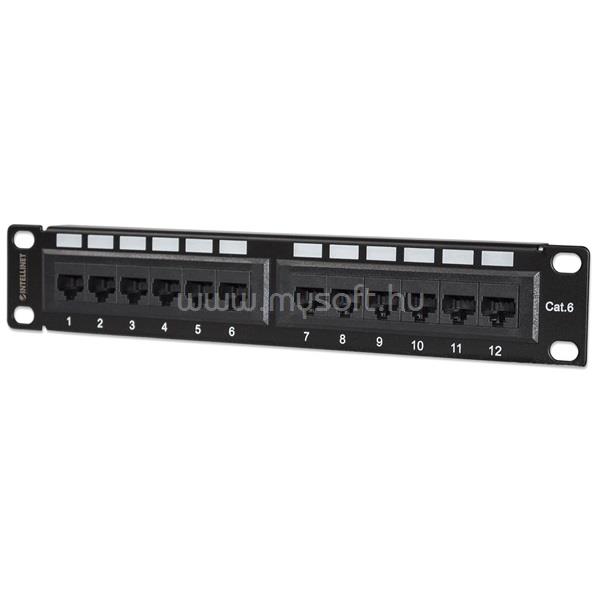 MANHATTAN Patch panel - CAT6 UTP árnyékolatlan patch panel, 12 portos, 10" 1U, Fekete
