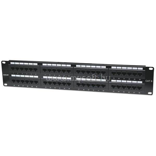 MANHATTAN Patch panel - CAT6 UTP patch panel, 48 portos, 2U, Fekete