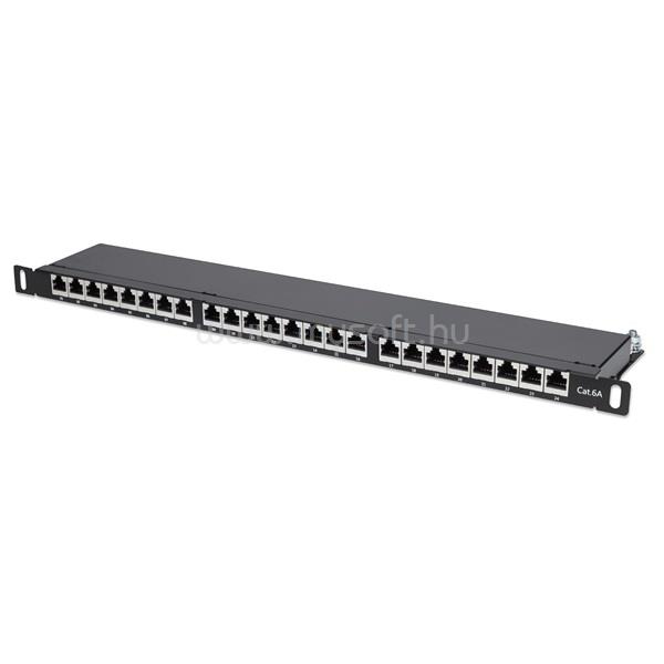 MANHATTAN Patch panel - CAT6A FTP árnyékolt patch panel, 24 portos, 19" 0.5U,  Fekete