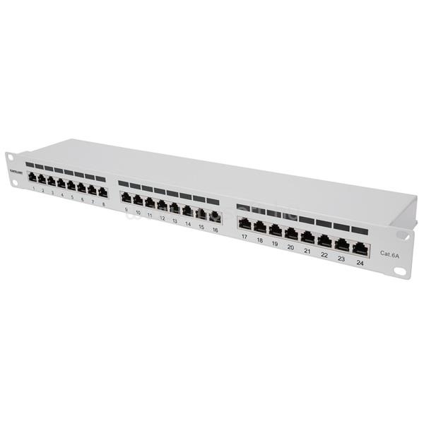 MANHATTAN Patch panel - CAT6A FTP árnyékolt patch panel, 24 portos, 1U,  Szürke