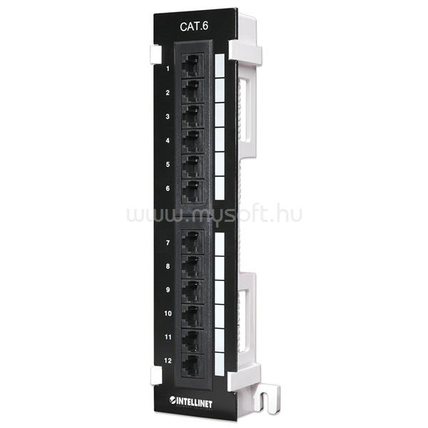MANHATTAN Patch panel - Falra szerelhető, CAT6 UTP árnyékolatlan patch panel,  12 portos, 10" 1U, Fekete