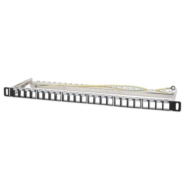 MANHATTAN Patch panel - Üres patch panel, 24 portos, 10" 0.5U, Fekete