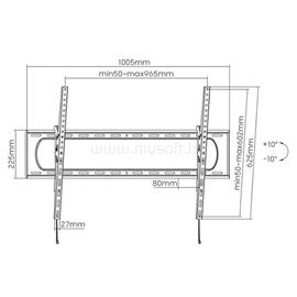 MANHATTAN TV állvány - Fali dönthető TV állvány Fekete (max.VESA:900x600)(60"-120"-ig) 120kg teherbírás MANHATTAN_461931 small