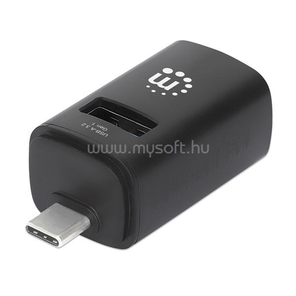 MANHATTAN USB HUB - 3db USB 3.0 / 2.0 Type-C Combo Mini Hub, Ultra-Compact Design, Fekete