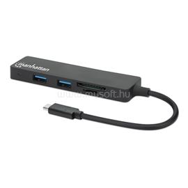 MANHATTAN USB HUB - 3db USB 3.0 Type-C + kártyaolvasó, SD/MicroSD, 5 Gbps, Fekete MANHATTAN_164948 small